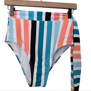 Striped High-Waisted Bikini Bottom Size Small